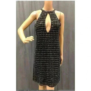 NWT Parker Short Sleeveless Black Sequin beaded Embellished Dress Size 10